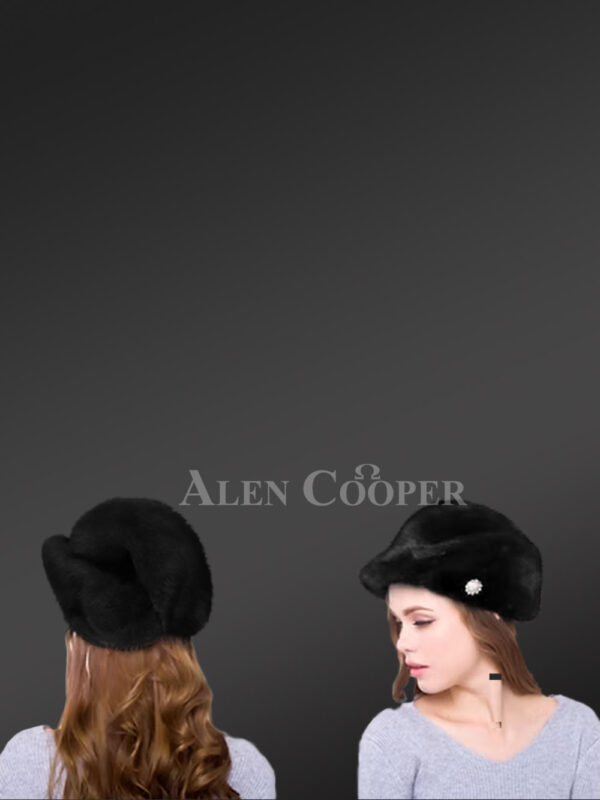 Full skin Mink Riding Hat with Side Accent