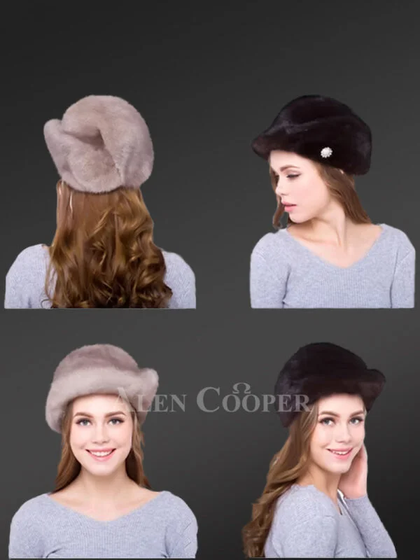 Full skin Mink Riding Hat with Side Accent - Image 2