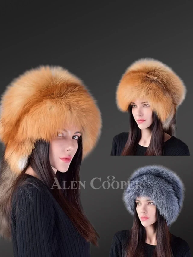 Fuller Fox Fur Hat with Tail - Women’s Headwear in a Chic Russian Style
