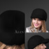womens full skin mink riding hat in Black