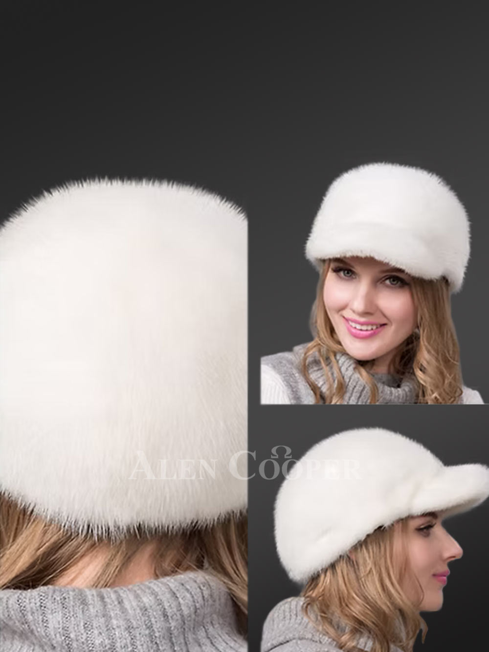 Fullskin Mink Riding Hat in White