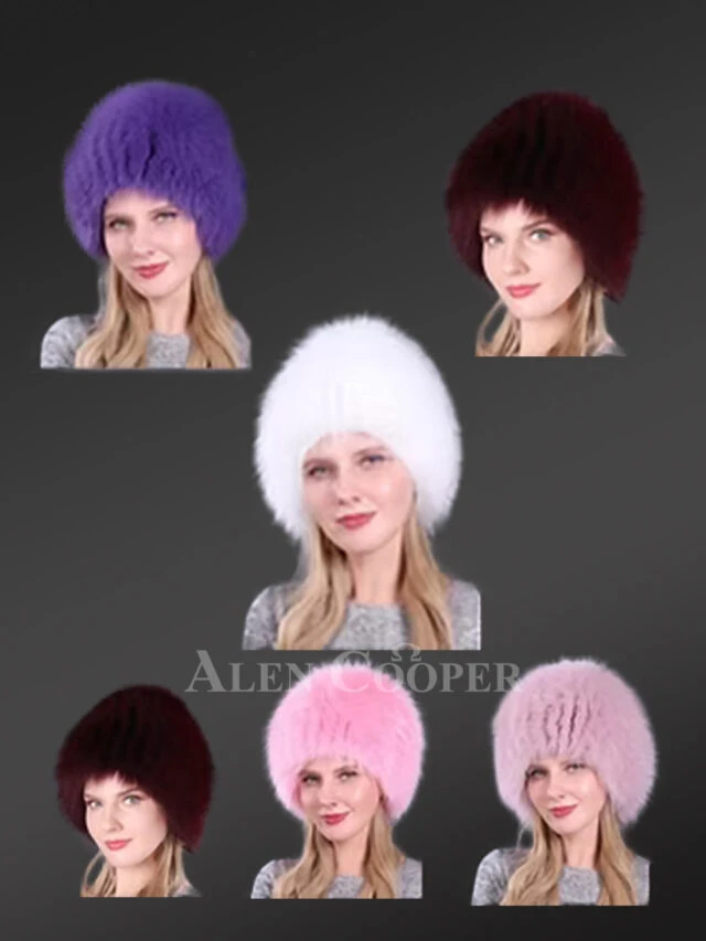 Knit Fox Fur Beanie Hat