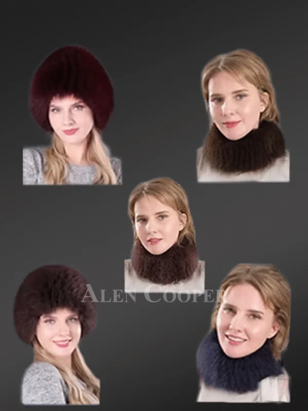 Knit Fox Fur Beanie Hat and Scarf Set - Image 2