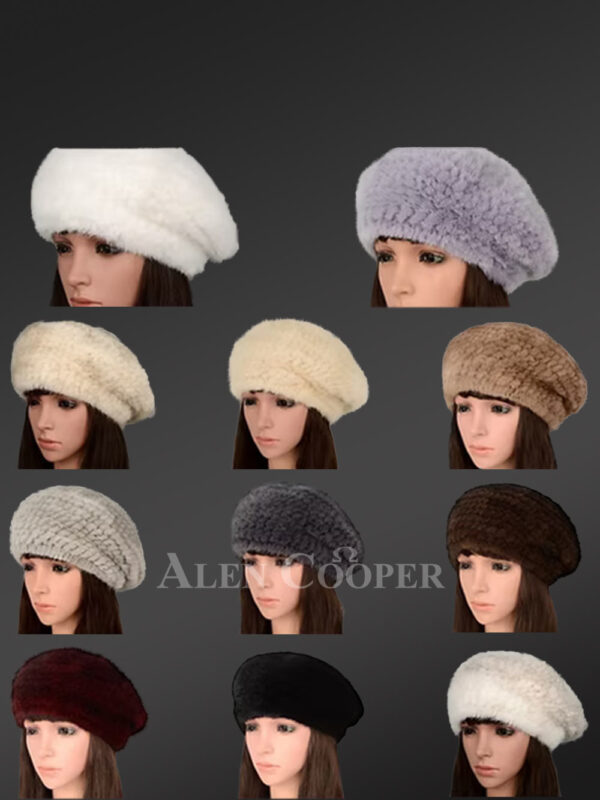 Knit Mink Beret Hat