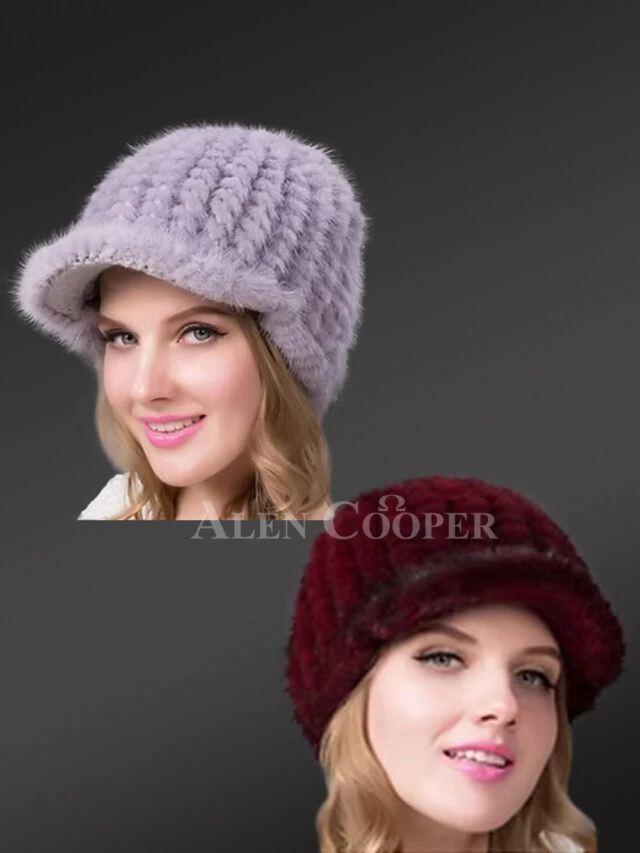Womens Knit Mink Riding Hat–Looks Exquisite with Unique Texture & Appearance