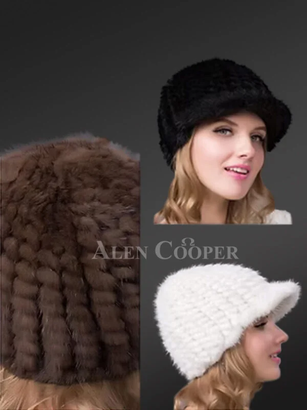 Knit Style Mink Riding Hat - Image 2