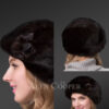 Mahogany Mink Beret Hat with Side Decoration