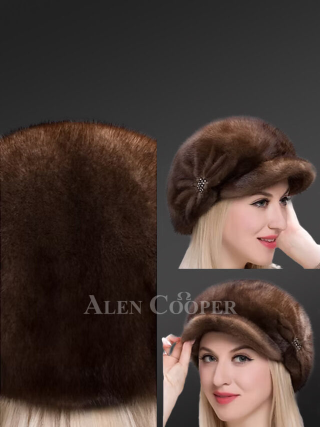 Mahogany Mink Riding Hat with Side Decorated Accent