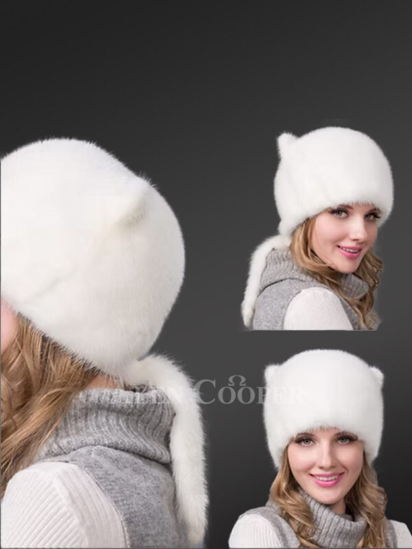 Mink Beanie Hat with Tail