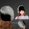 Mink Beret Hat with Silver Fox Tail