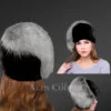 Mink Beret Hat with Silver Fox Tail