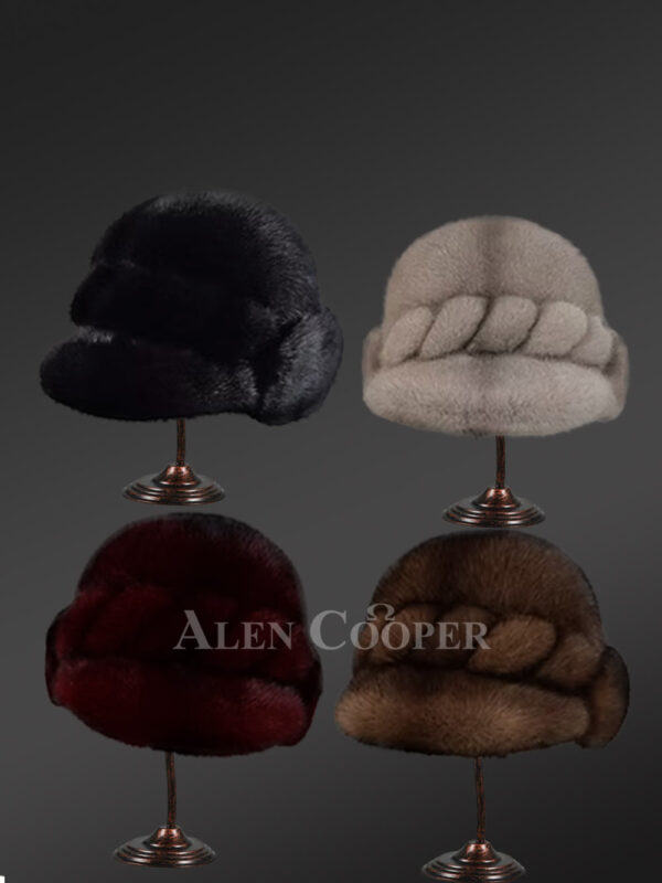 mink fur riding hat for women