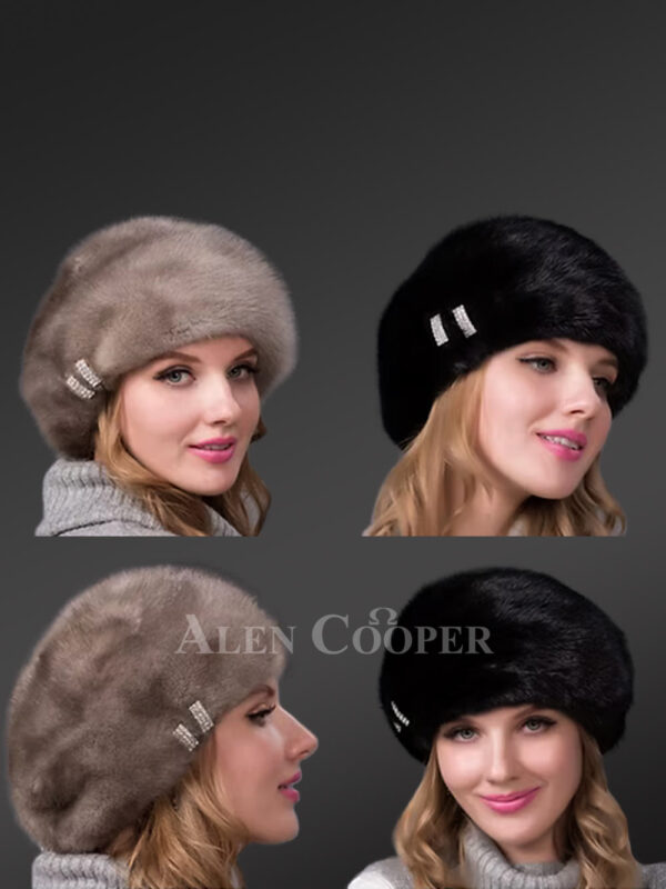 Modern Beret Mink Hat