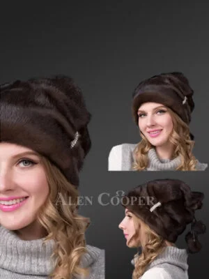 Natural Mink Beret Hat