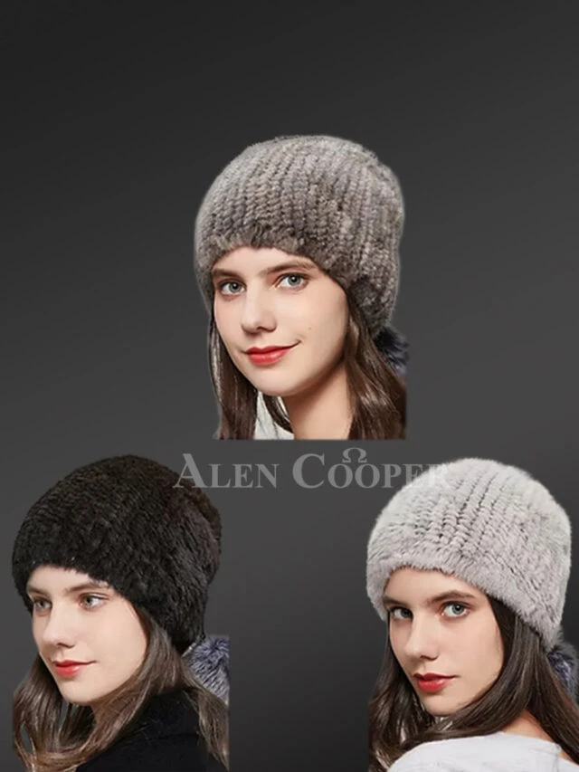 Solid Color Knit Mink Hat