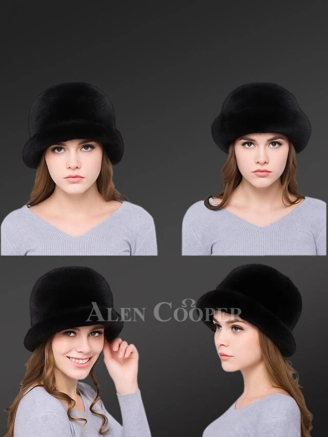 Womens Mink Bucket Hat with Brim Looks Classy in Three Cool Shades