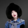 Women's Beanie Hat with Fox Fur Trims and Pom Pom