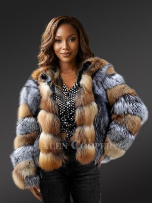Womens Combo Fox Fur Jacket