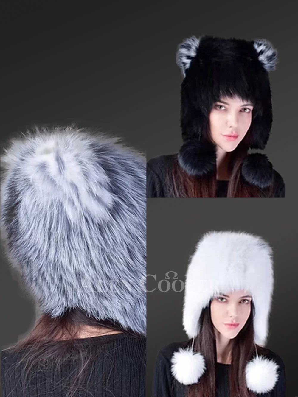 Fox Trapper Hat with Pom Poms