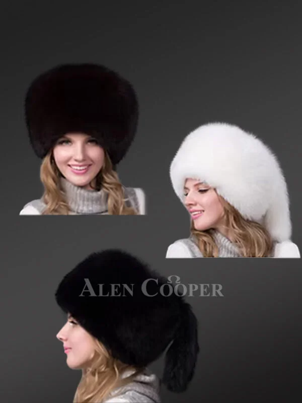 Women’s Full Fox Fur True Ushanka Hat - Image 2