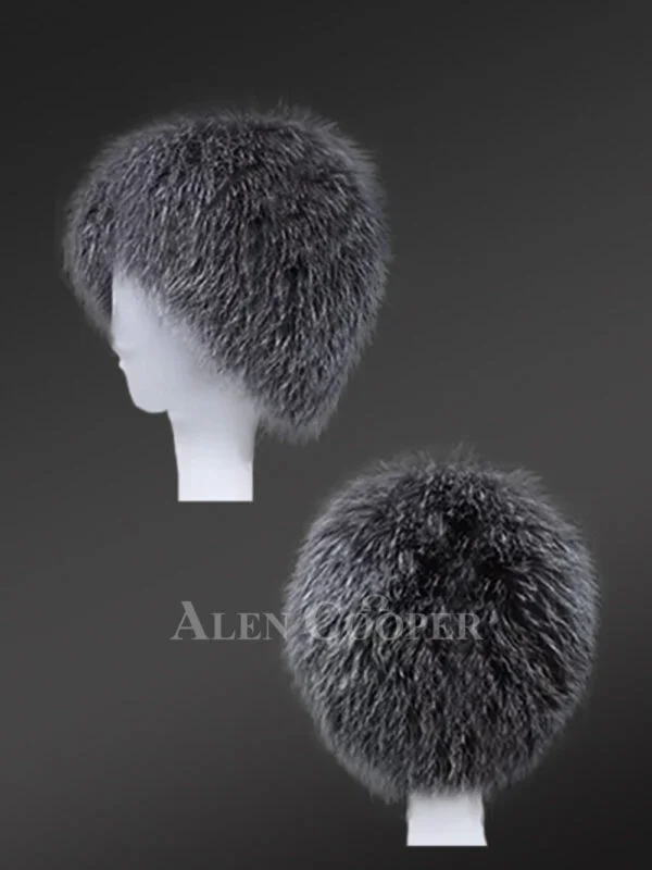 Women’s Knit Fox Fur Beret Hat - Image 2