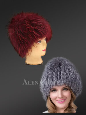 Women’s Knit Fox Fur Beret Hat