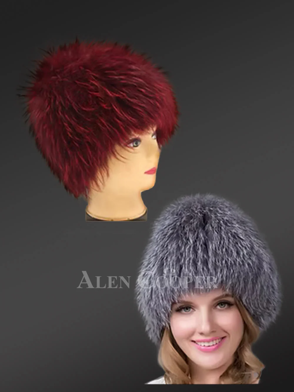 Women’s Knit Fox Fur Beret Hat