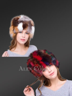 Women’s Multi Color Fox Fur Beeet Hat