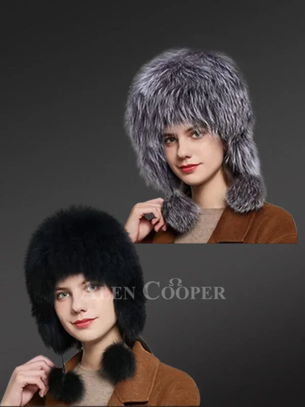 Women’s Skinny Trapper Hat with Pom Poms - Image 2