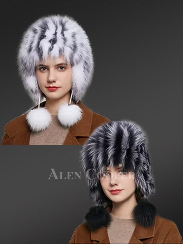 Womens Skinny Trapper Hat with Pompoms - Fashionably Warm and Fluffy