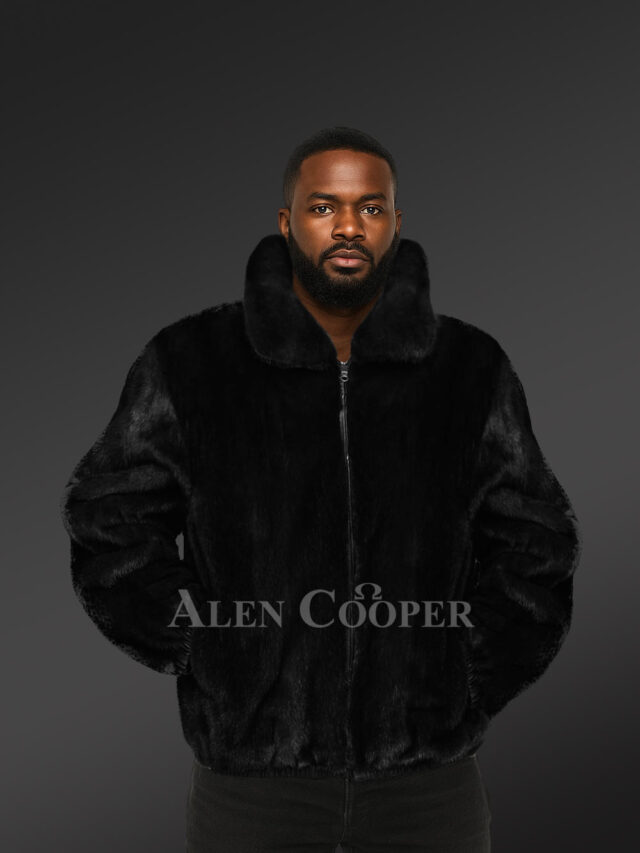 Men’s Black Reversible Real Full Skin Mink Fur Straight Warm Winter Coat