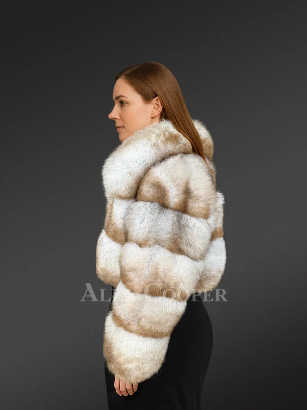 Women’s Natural Blue Fox Fur Crop Jacket - Image 2