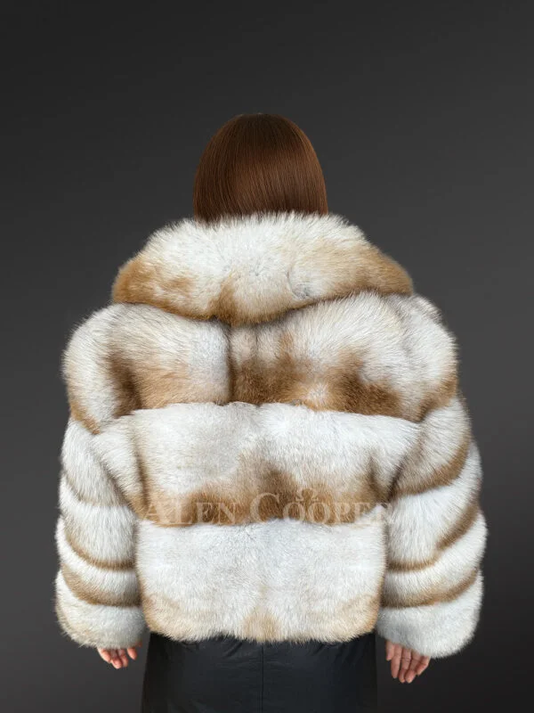 Women’s Natural Blue Fox Fur Crop Jacket - Image 3