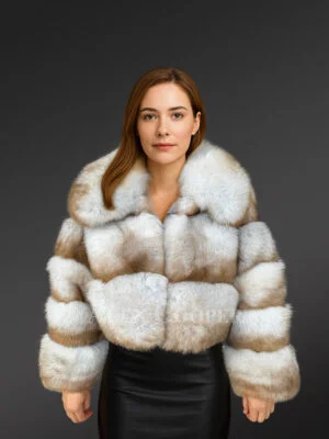 Women’s Natural Blue Fox Fur Crop Jacket