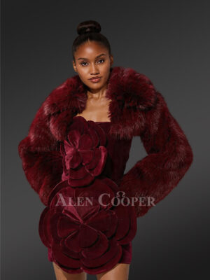 Women’s Trendy Short Bolero Jacket in Burgundy