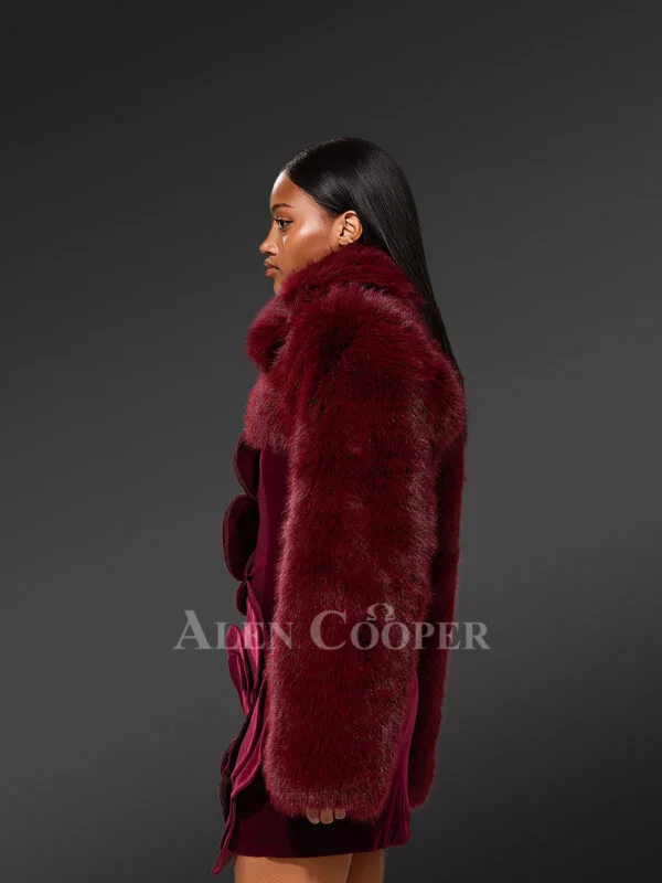Women’s Trendy Short Bolero Jacket in Burgundy - Image 5