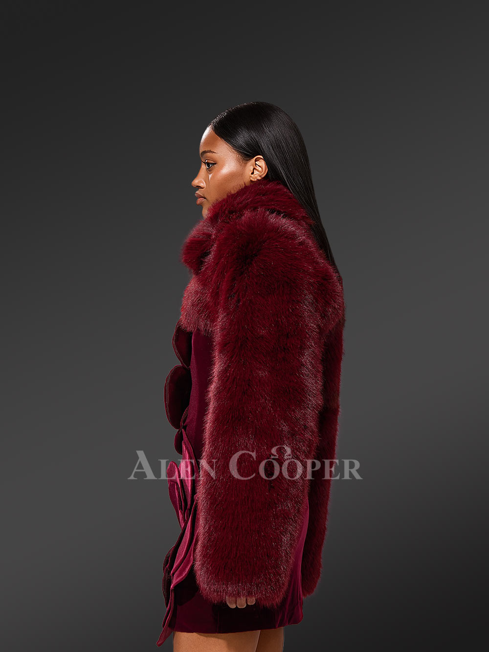 Women’s Trendy Short Bolero Jacket in Burgundy - Image 5