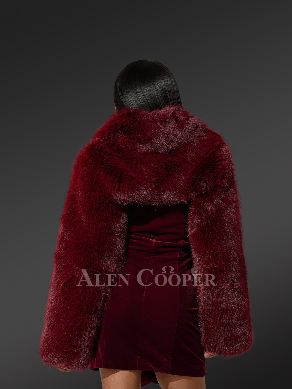 Women’s Trendy Short Bolero Jacket in Burgundy - Image 6