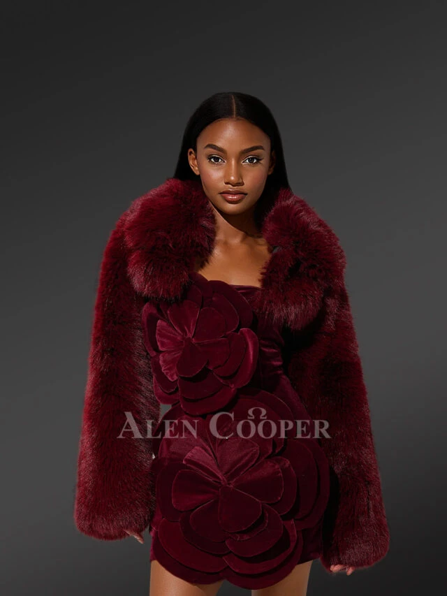 Women’s Trendy Short Bolero Jacket in Burgundy (6)