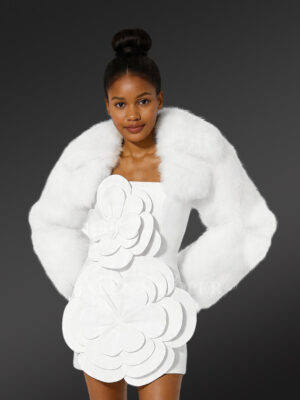 Women’s Trendy Short Bolero Jacket in White