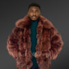 Men’s Coffee Brown Fox Fur Bomber Jacket (2)