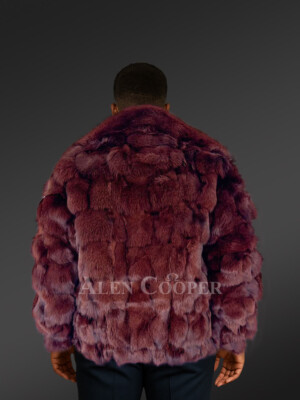 Men’s Coffee Brown Fox Fur Bomber Jacket (2)