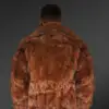 Men’s Coffee Brown Fox Fur Bomber Jacket (4)