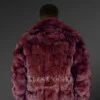 Mens Coffee Brown Fox Fur Bomber Jacket back view