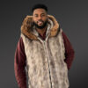 Men’s Blue Iris Mink Hooded Vest