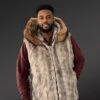 Men’s Blue Iris Mink Hooded Vest