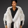 Womens Fox Tail White Cape