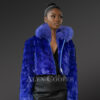 Women's Mink Crop Jacket with Hood