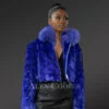 Women's Mink Crop Jacket with Hood