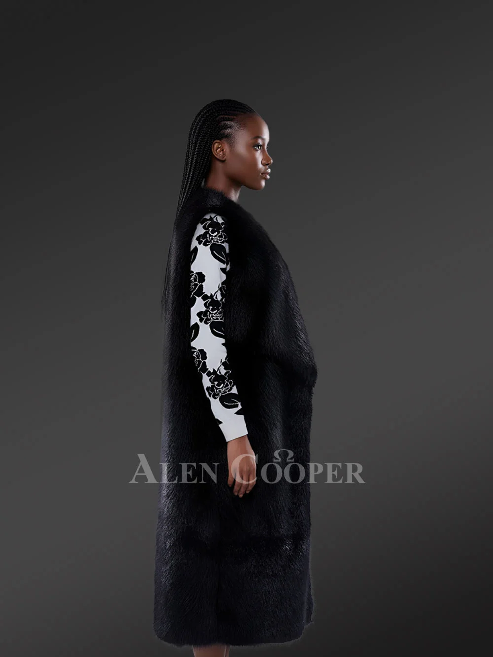 Women’s Rabbit Fur Long Vest - Image 4